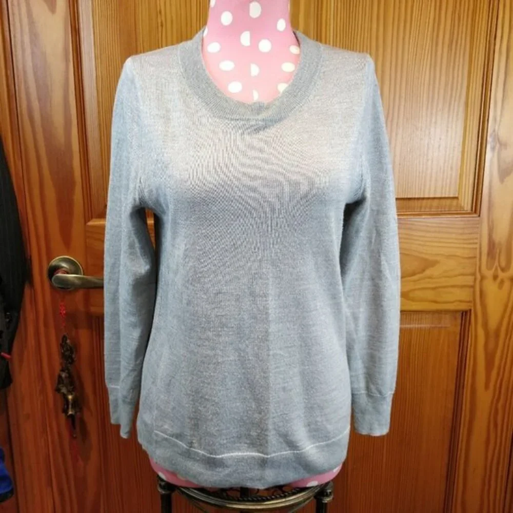 JCrew Factory Gray Crew Neck Wool Blend Sweater SP